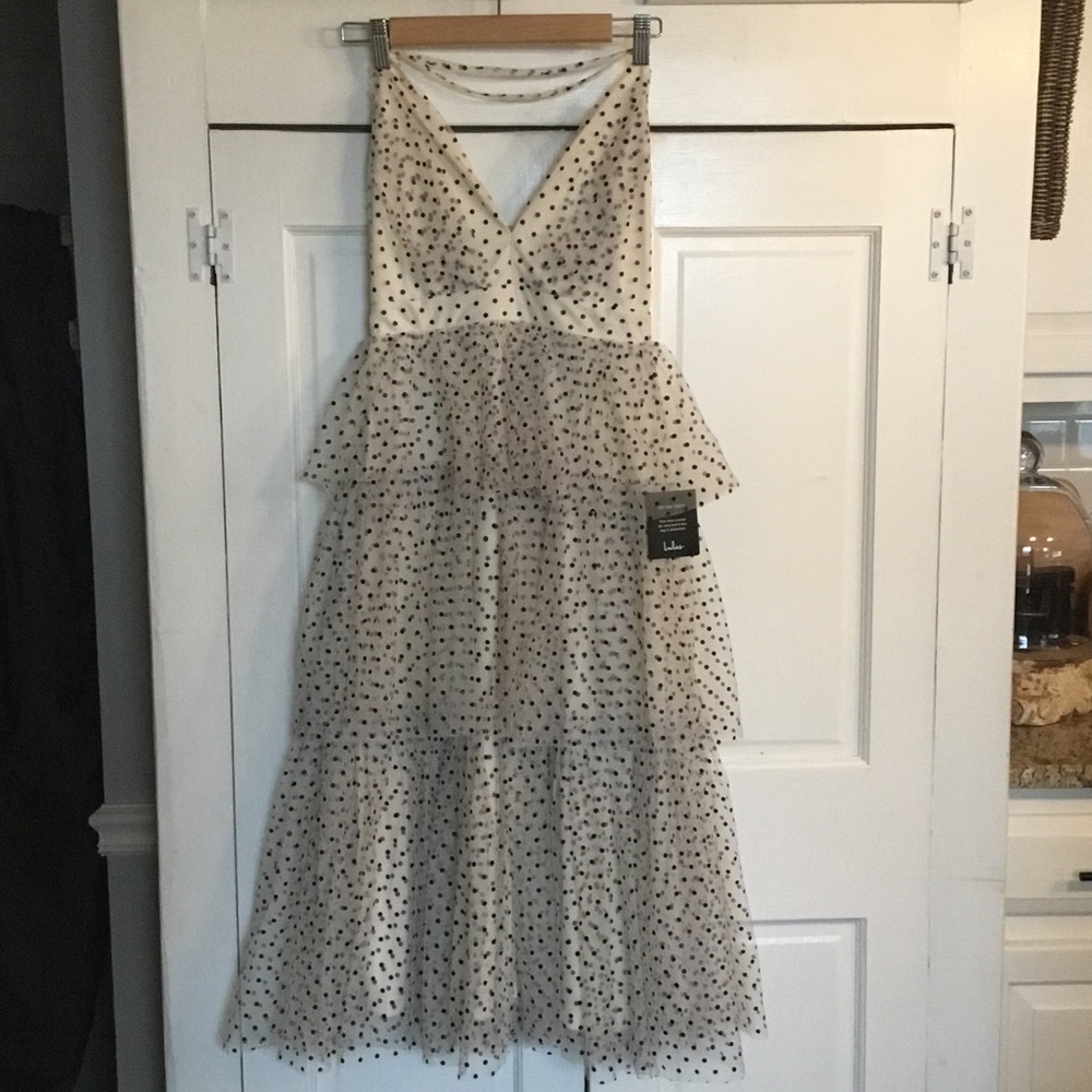 NWT Lulus Black and White Polka Dot Maxi Dress